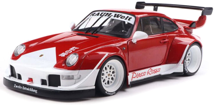 PORSCHE 911 993 RWB BODYKIT PORCO ROSSO COUPE 2020 WHITE/RED 1:18
