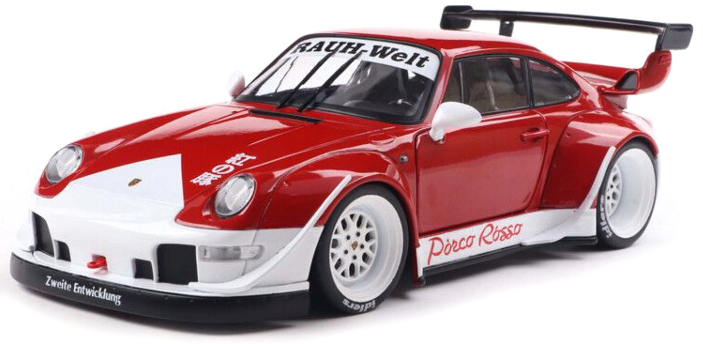 PORSCHE 911 993 RWB BODYKIT PORCO ROSSO COUPE 2020 WHITE/RED 1:18