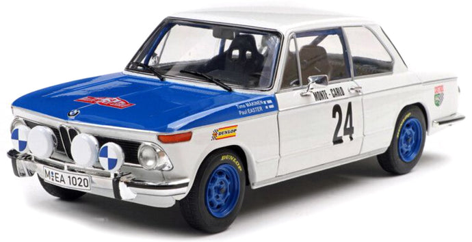 BMW 2002 Ti N 24 (night version) RALLY MONTECARLO 1969 TIMO MAKINEN - PAUL EASTER WHITE BLUE 1:18