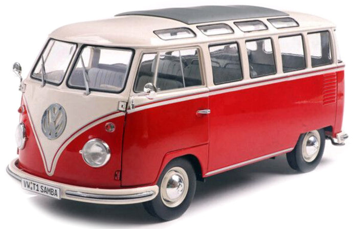 VOLKSWAGEN T1 SAMBA MINIBUS 1962 RED/WHITE 1:18