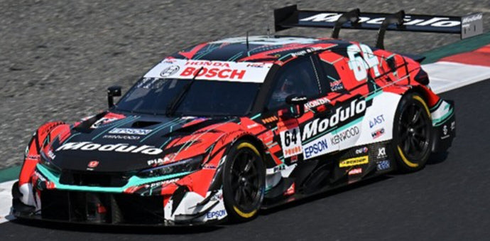 HONDA CIVIC TYPE R-GT TEAM MODULO NAKAJIMA RACING N 64 GT500 CLASS SUPER GT 2025 TAKAYA IZAWA - RIKI OKUSA RED WHITE BLACK 1:43