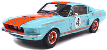 Indlæs billede til gallerivisning FORD USA MUSTANG SHELBY GT500 RACING N 4 TRIBUTE COUPE 1967 LIGHT BLUE ORANGE 1:18