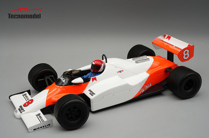 Mclaren MP4/1C Monaco GP #8 Niki Lauda (with rain tyres) with driver figure hvid/orange 1:18