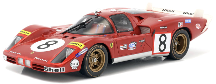 FERRARI 512S 5.0L V12 LONG TAIL TEAM SEFAC SPA FERRARI N 8 24h LE MANS 1970 ARTURO MERZIARIO - CLAY REGAZZONI RED 1:18