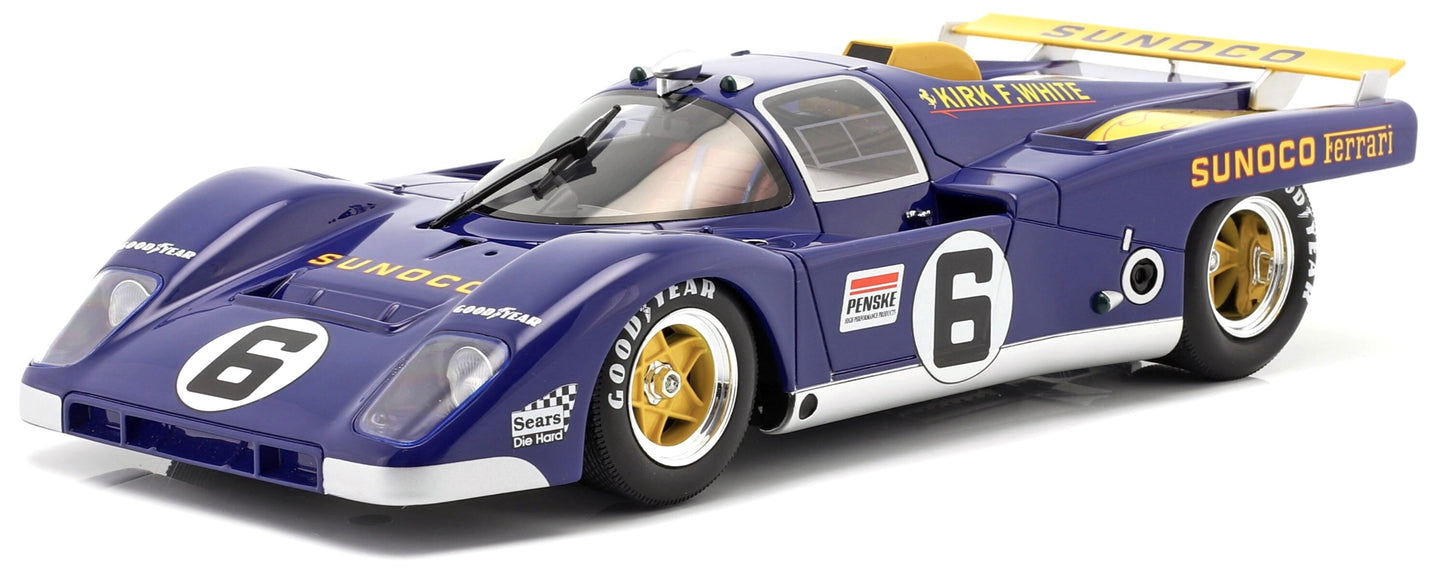 FERRARI 512M 5.0L V12 TEAM PENSKE SUNOCO N 6 3rd 24h DAYTONA 1971 MARK DONOHUE - DAVID HOBBS BLUE YELLOW 1:18