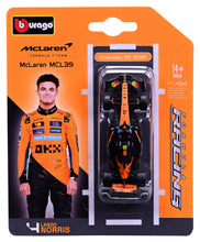 Indlæs billede til gallerivisning Mclaren MCL39 #4 LANDO NORRIS 2025 orange/sort 1:64 fra Burago