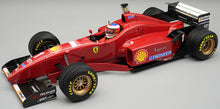 Indlæs billede til gallerivisning Ferrari F310 #1 MICHAEL SCHUMACHER SPAIN GP 1996 (with rain tyres) + FIGUUR rød/sort 1:18