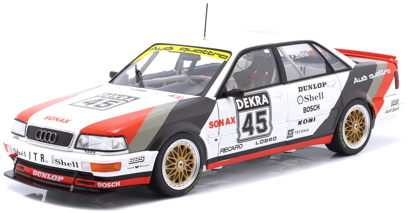 Audi V8 QUATTRO #45 FRANK BIELA DTM CHAMPION 1991 with Collectors Box hvid/rød/sort 1:18