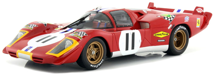 FERRARI 512S 5.0L V12 LONG TAIL TEAM N.A.R.T.H. NORTH AMERICAN RACING N 11 4th 24h LE MANS 1970 RONNIE BUCKNUM - SAM POSEY RED 1:18