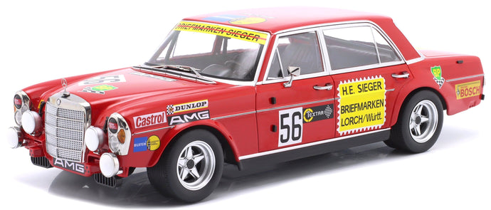 Mercedes Benz 300 SEL 6.8 AMG #56 H. HEYER 200 MILES NURBURGRING 1972 rød 1:18