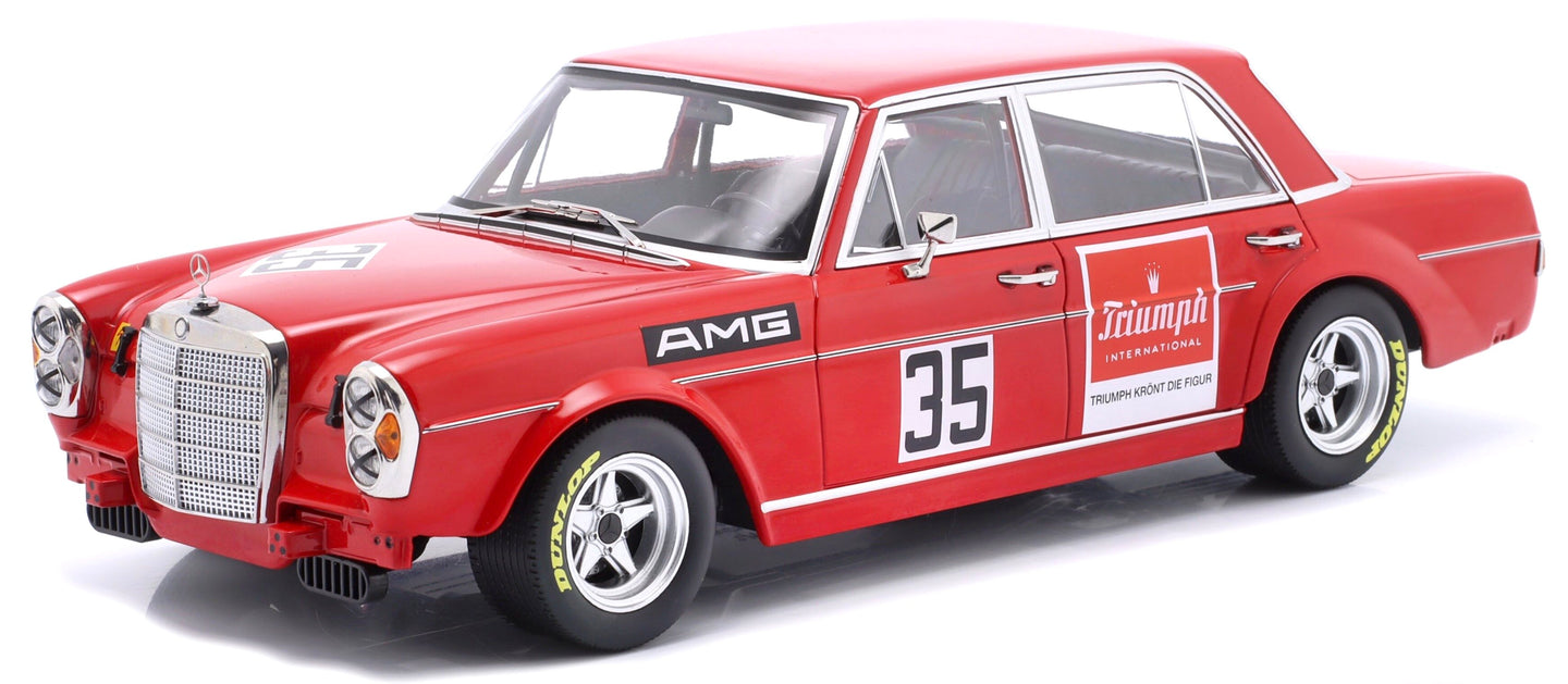 MERCEDES BENZ 300 SEL 6.8 AMG N 35 SUDWESTPOKAL HOCKENHEIM 1971 HELMUT KELLENERS RED 1:18