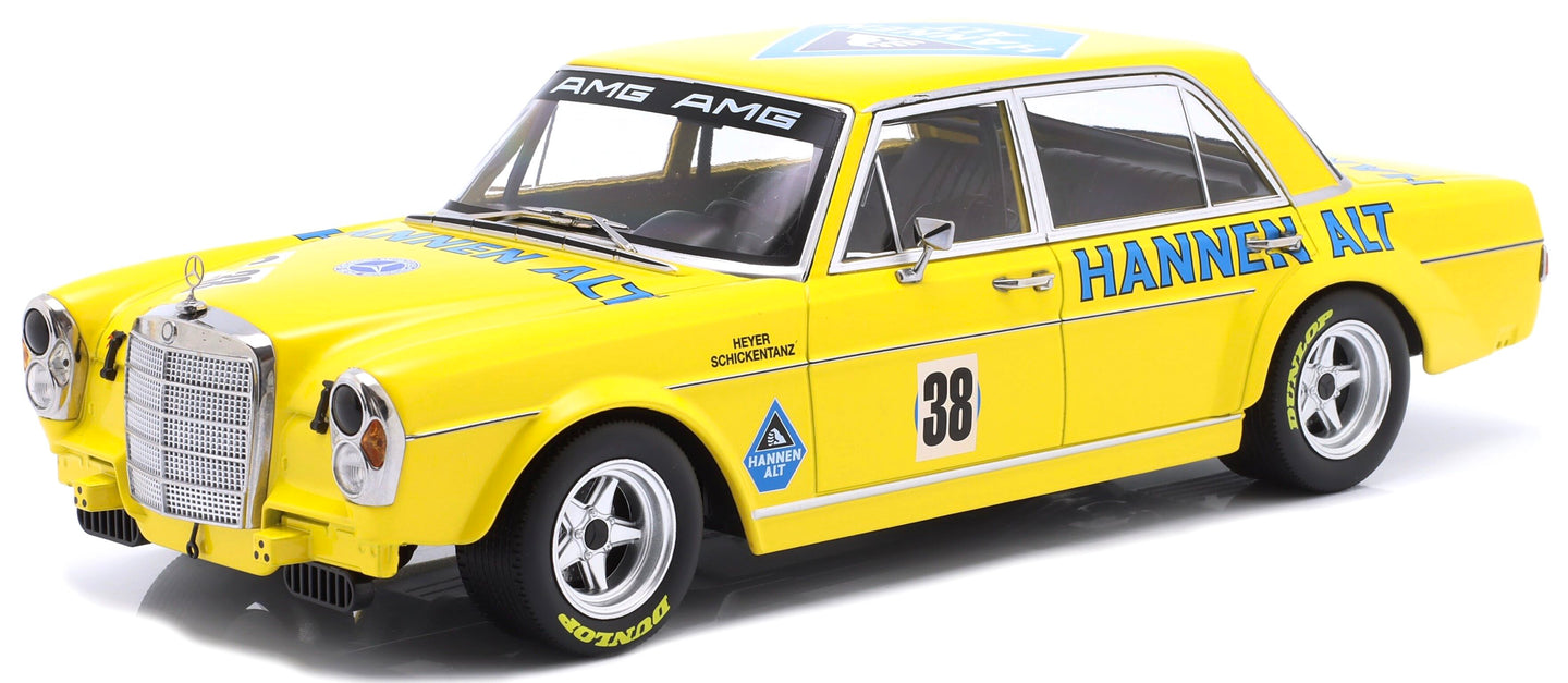 MERCEDES BENZ 300 SEL 6.8 TEAM HANNEN ALT N 38 HOCKENHEIM 1971 HANS HEYER YELLOW 1:18