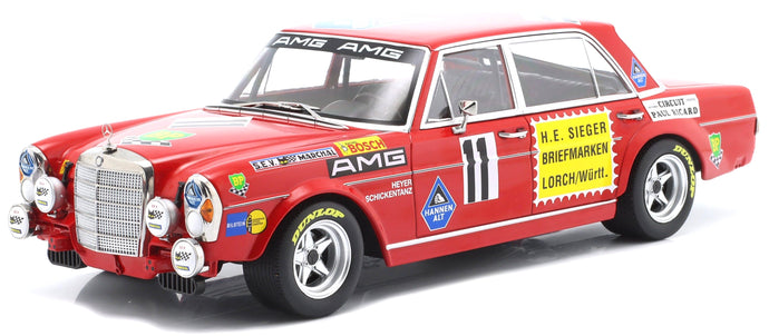 MERCEDES BENZ 300 SEL 6.8 TEAM MERCEDES AMG N 11 24h PAUL RICARD 1971 HANS HEYER - CLEMENS SCHICKENTANZ RED 1:18