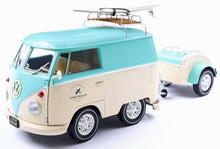 Indlæs billede til gallerivisning VOLKSWAGEN T1 VAN KOOL COMBI WITH TRAILER 1950 LIGHT BLUE WHITE 1:18