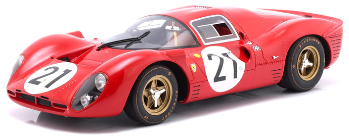 FERRARI 330P4 BERLINETTA 4.0L V12 TEAM SPA FERRARI SEFAC N 21 2nd 24h LE MANS 1967 LUDOVICO SCARFIOTTI - MIKE PARKES RED 1:12