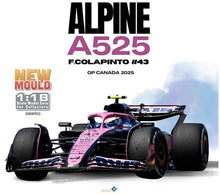 Indlæs billede til gallerivisning ALPINE F1 A525 TEAM BWT ALPINE N 43 CANADA GP 2025 FRANCO COLAPINTO BLACK BLUE PINK 1:18