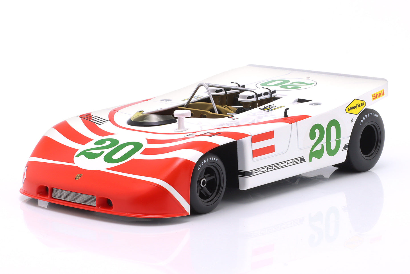 PORSCHE 908/03 3.0L N 20 TARGA FLORIO 1970 VIC ELFORD - HANS HERRMANN WHITE RED 1:18