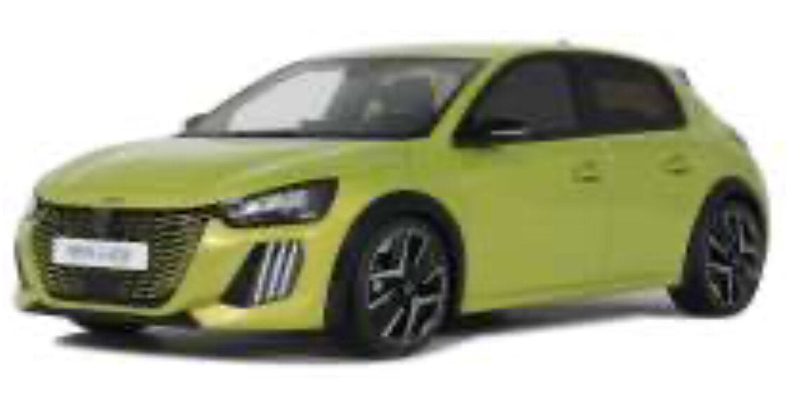 Peugeot E-208 GT Jaune Agueda 2024 grøn 1:18 fra Ottomobile