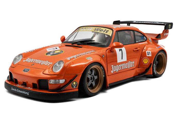 PORSCHE 911 993 JAGERMEISTER RWB BODYKIT COUPE N 7 RACING 2020 ORANGE 1:18