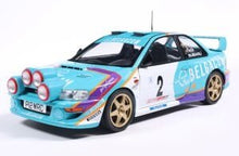 Indlæs billede til gallerivisning SUBARU IMPREZA WRC99 TEAM BELGACOM (night version) N 2 4th RALLY BELGIUM WESTHOEK YPRES 1998 JEAN MARC FORTIN - GREGOIRE DE MEVIUS LIGHT BLUE WHITE 1:18