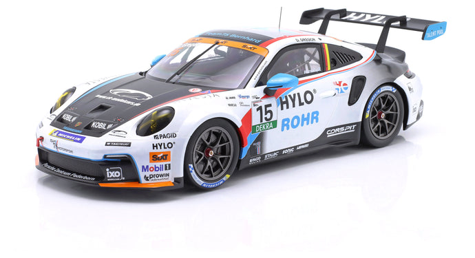 PORSCHE 911 992-2 GT3 TEAM 75 BERNHARD N 15 PORSCHE CARRERA CUP GERMANY SEASON 2025 DANIEL GREGOR WHITE BLACK 1:18