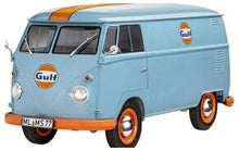 Indlæs billede til gallerivisning VOLKSWAGEN T1 VAN KOOL COMBI WITH TRAILER GULF OIL TRIBUTE 1950 LIGHT BLUE ORANGE 1:18