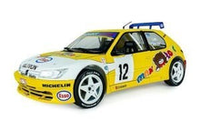 Indlæs billede til gallerivisning PEUGEOT 306 MAXI N 12 RALLY CONDROZ 1997 JEAN PIERRE VAN DE WAUVER - JEAN VAN DER SCHUEREN YELLOW WHITE 1:18