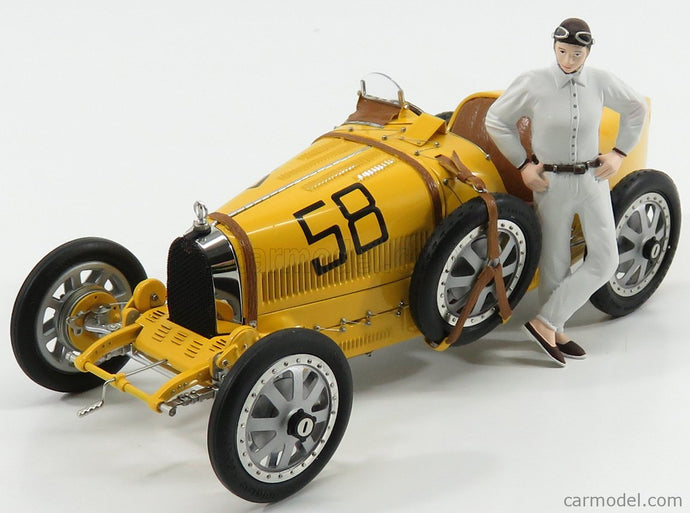 BUGATTI T35 N 58 WITH DRIVER FIGURE 1924 YELLOW
