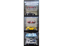 Indlæs billede til gallerivisning VETRINA DISPLAY BOX VETRINA NERA CON SPECCHIO - BLACK VITRINE WITH MIRROR - Lungh.LENGHT 36 cm X Largh.WIDTH 17.7 cm X Alt.HEIGHT 37.2 cm - LUCI FUNZIONANTI - WITH LED BLACK - PLASTIC DISPLAY 1:18 fra Triple 9