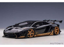 Indlæs billede til gallerivisning Liberty Walk Lamborghini Aventador, gloss black/gold accents 1:18