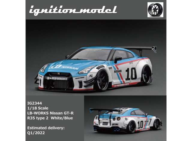 1/18 LB-WORKS Nissan GT-R R35 type 2 #10, white/blue 1:18