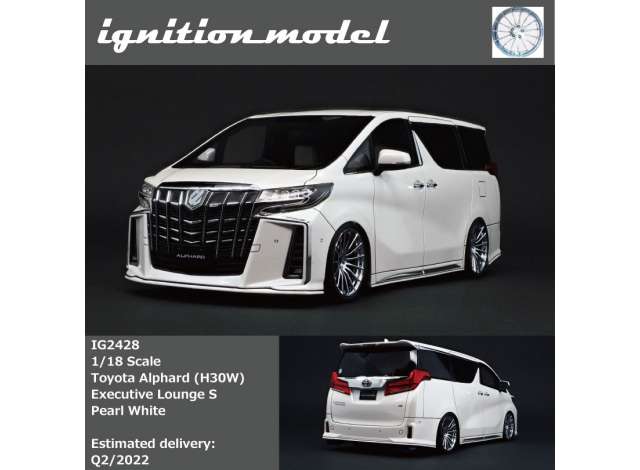 1/18 Toyota Alphard (H30W) Executive Lounge S with 20 inch wheels, pearl white 1:18