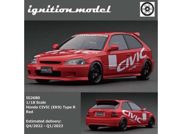 1/18 Honda Civic (EK9) Type R 15 inch Wheels, red 1:18