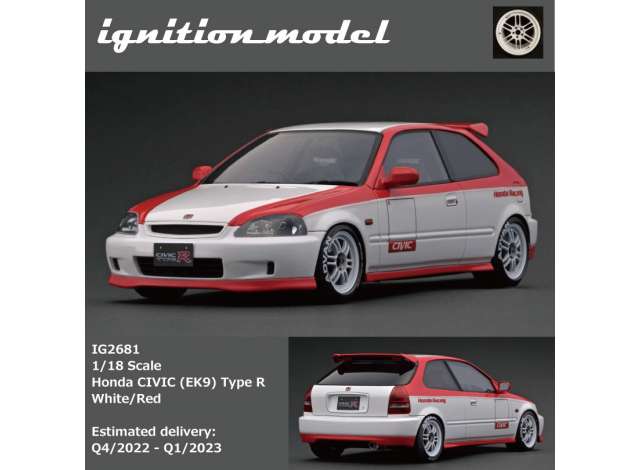 1/18 Honda Civic (EK9) Type R 15 inch Wheels, white/red 1:18