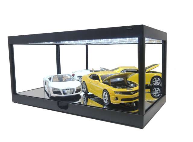 Modern Led Show Case black with mirror back 1:18