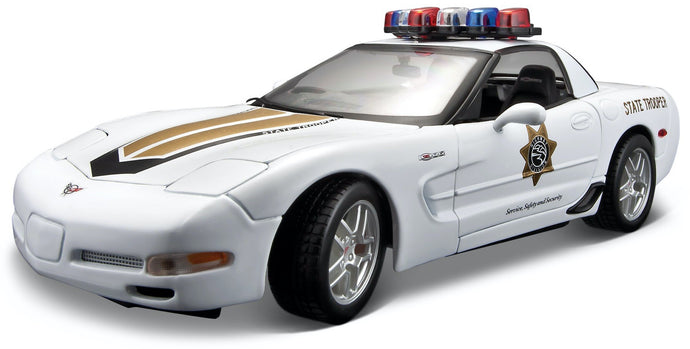 CHEVROLET CORVETTE Z06 POLICE 2001 hvid/guld/sort 1:18