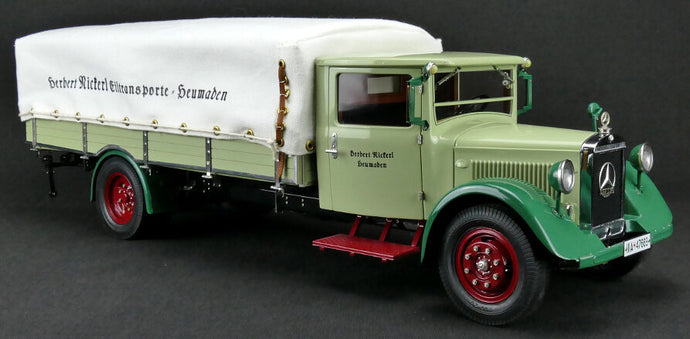 MERCEDES BENZ LO2750 TRUCK WITH TARPAULIN - CASSONE TELONATO 1933 GREEN 1:18
