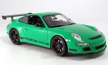 Indlæs billede til gallerivisning PORSCHE 911 GT3 RS 2007 WHITE WITH BLACK STRIPS 1:18