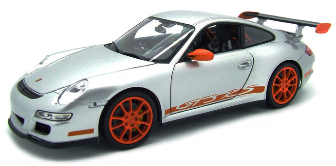 PORSCHE 911 GT3 RS 2007 grå/orange 1:18 fra Welly