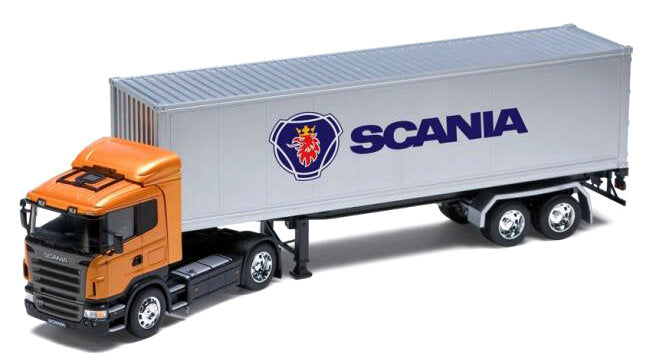 SCANIA R730 V8 TRACTOR TRUCK CASSONATO 2011 ORANGE SILVER 1:32