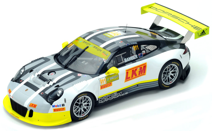PORSCHE 911 GT3 R #911 EARL BAMBER MACAU GT WORLD CUP 2016 hvid/grå/gul 1:18