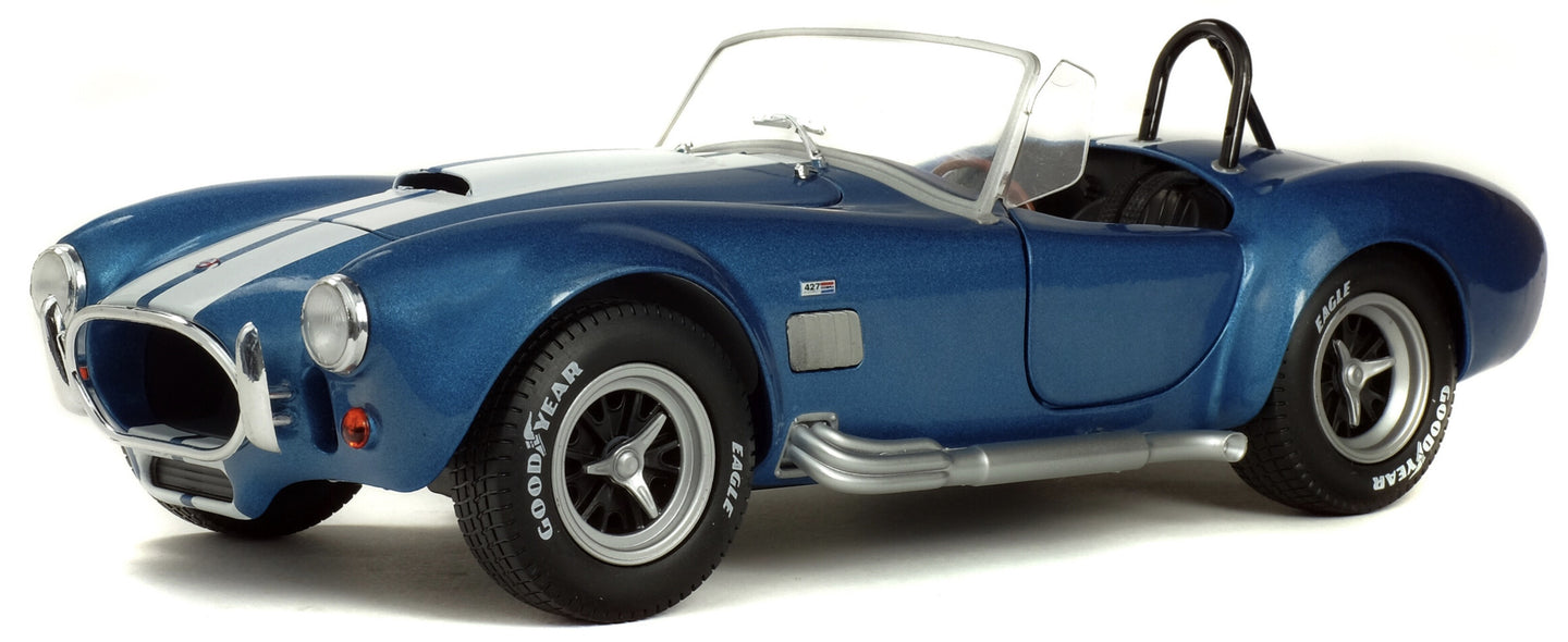 AC COBRA 427 MKII 1965 METALLIC BLUE W/WHITE STRIPES 1:18