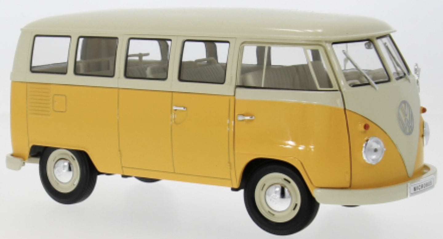 VW T1 BUS 1963 gul/creme 1:18 fra Welly