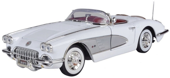 CHEVROLET CORVETTE CABRIOLET 1958 hvid/sølv 1:18