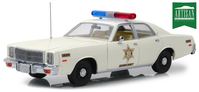 PLYMOUTH FURY HAZZARD POLICE ROSCO PATROL CAR 1977 WHITE 1:18