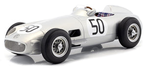 Mercedes Benz W196 #50 PIERO TARUFFI 4th BRITISH GP 1955 Limited Edition 150 pcs sølv 1:18