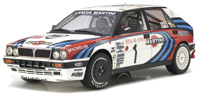 LANCIA DELTA HF INTEGRALE 16V MARTINI N 1 3rd RALLY MONTECARLO 1990 M.BIASION - T.SIVIERO WHITE RED BLUE 1:12