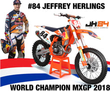 Indlæs billede til gallerivisning Ktm 450 SX-F #84 JEFFREY HERLINGS (DUTCH RIDER) RED BULL KTM SUPERCROSS orange/blå/hvid 1:6