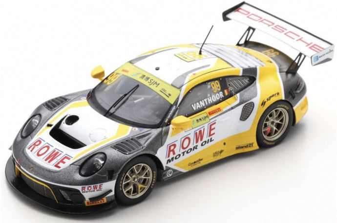 Porsche 911 GT3 R #99 LAURENS VANTHOOR 2nd FIA GT WORLD CUP MACAU 2019 hvid/grå/gul 1:43