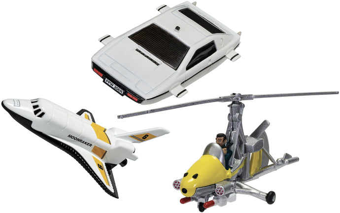 JAMES BOND COLLECTION (SPACE SHUTTLE, LITTLE NELLIE, LOTUS ESPRIT) SET hvid/gul 1:43